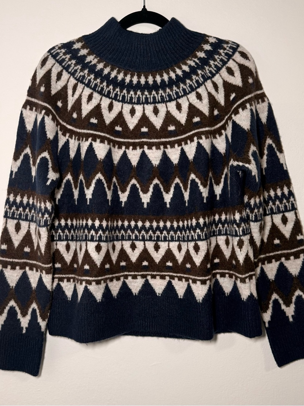 EVEREVE Womens super soft sweater blue black size small S fair island